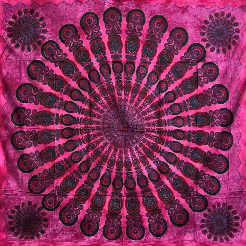 Granfoulard Copritutto in Puro Cotone con frange Mandala 210x240 cm - 6