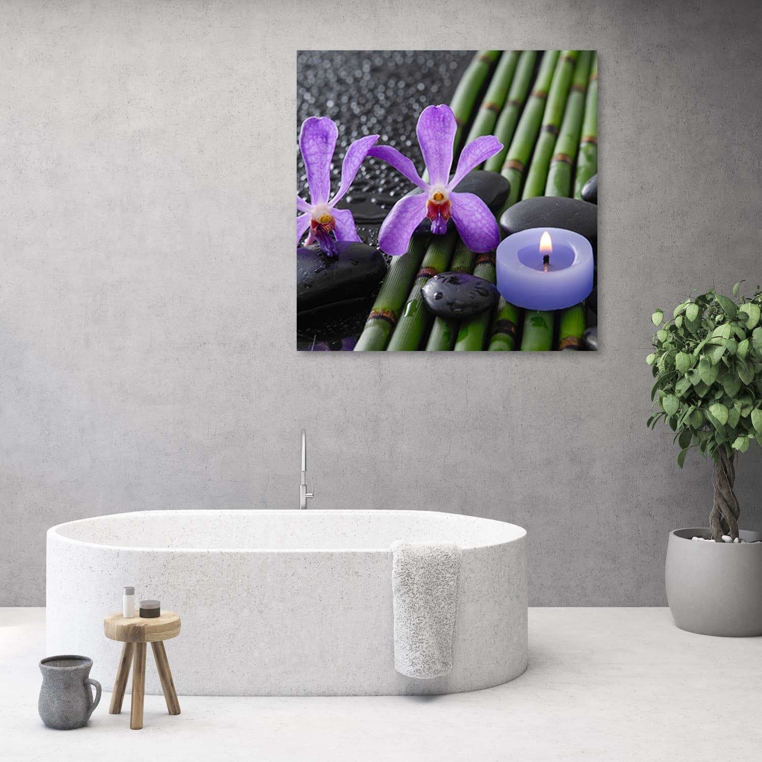 Quadro su tela, Fiori di bambù Zen candela zen spa - 2