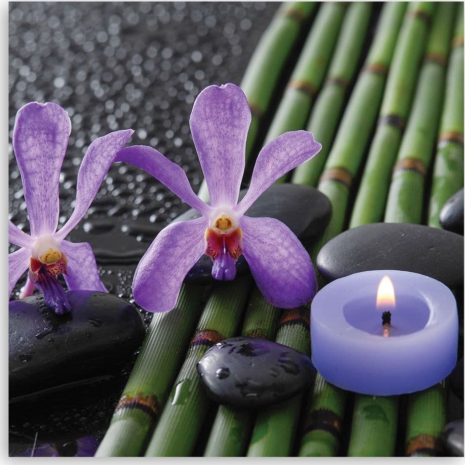 Quadro su tela, Fiori di bambù Zen candela zen spa - 3
