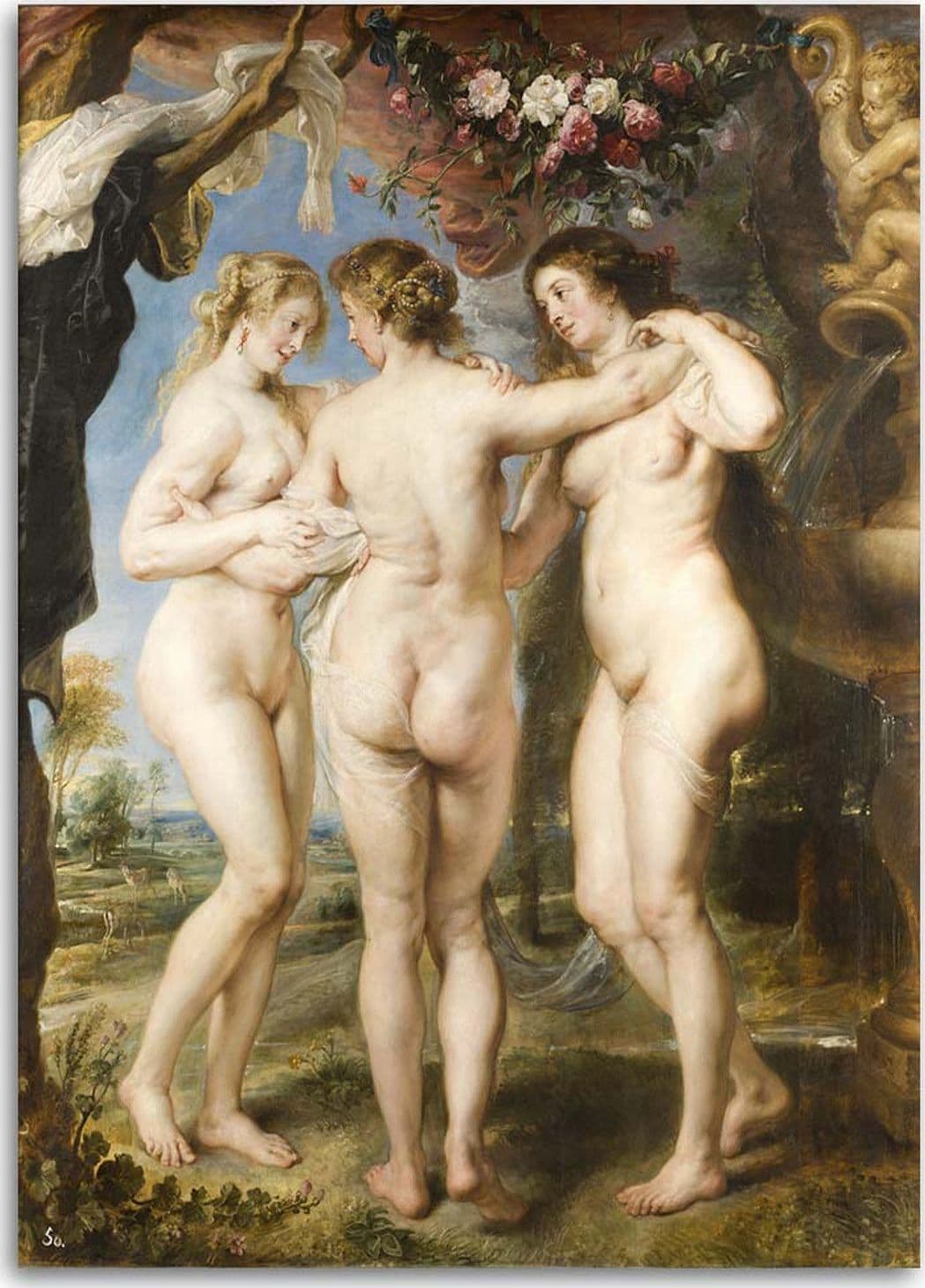 Quadro su tela, RIPRODUZIONE Le tre grazie Rubens - 3