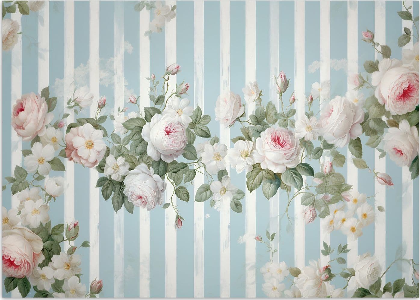 Carta Da Parati, Fiori bianchi Vintage - 3