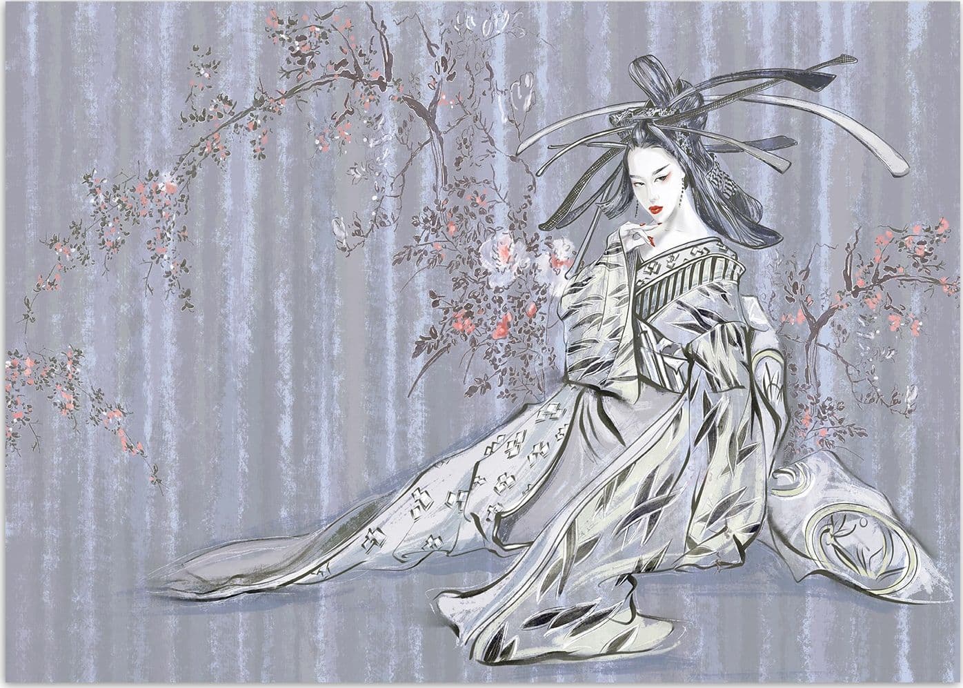 Carta Da Parati, Geisha ritratto in seppia Viola Viollet - 3