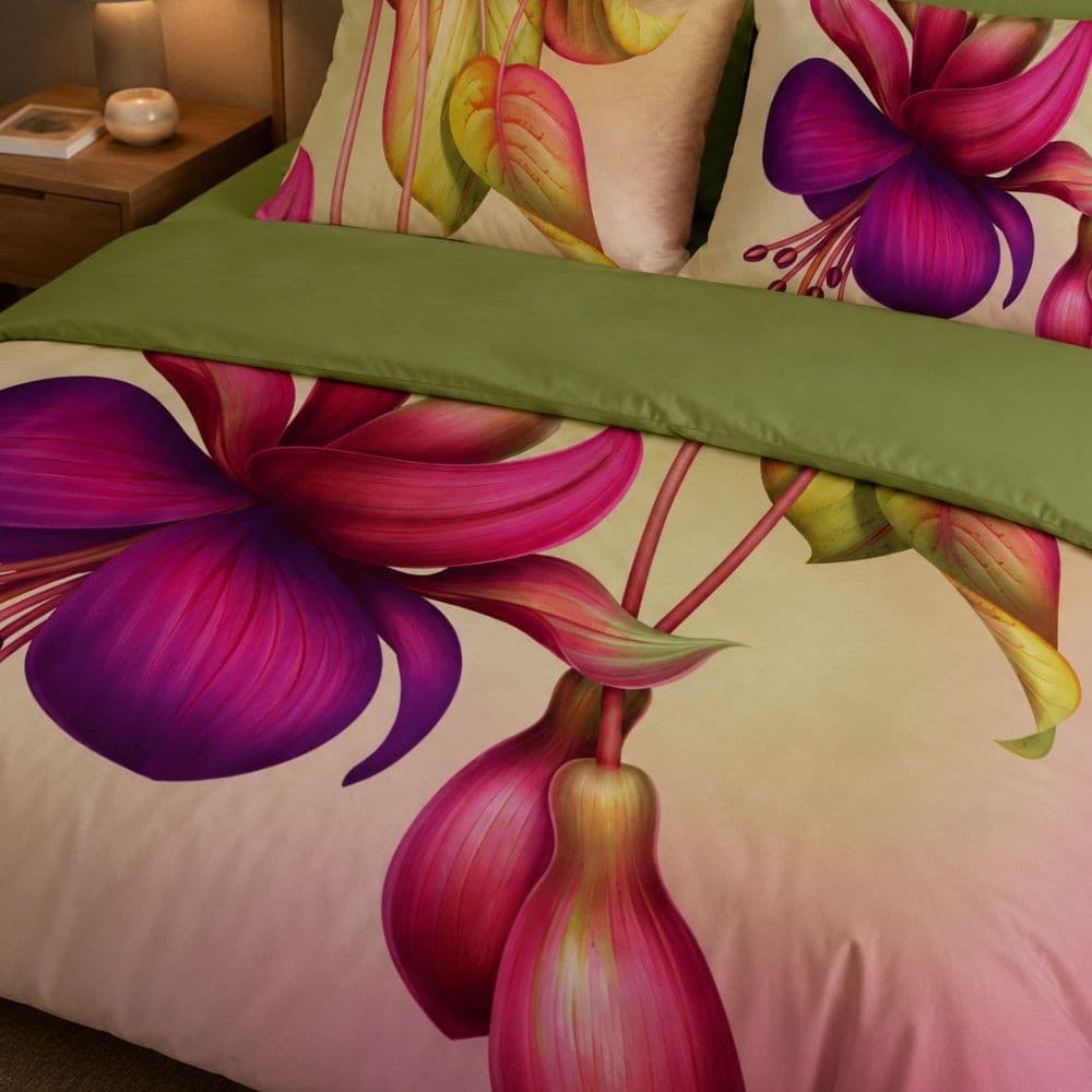 Completo Lenzuola Copriletto Matrimoniale Botticelli Home in Stampa Digitale 4D Fuchsia - 2