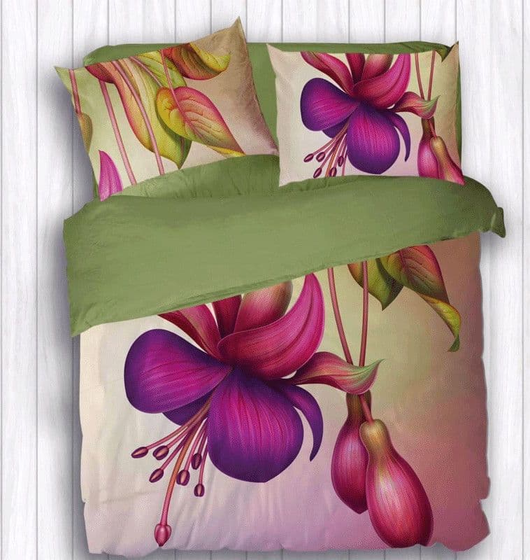 Completo Lenzuola Copriletto Matrimoniale Botticelli Home in Stampa Digitale 4D Fuchsia - 3