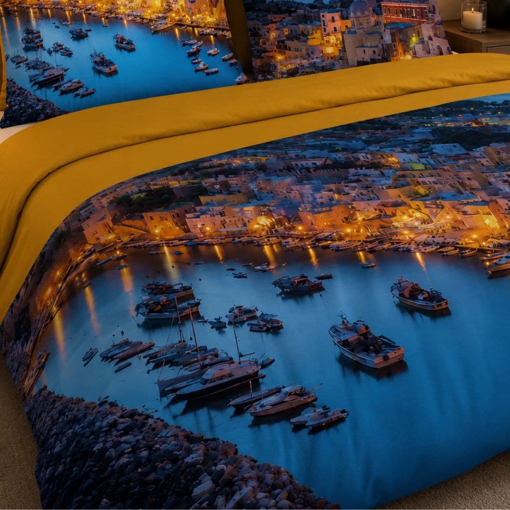 Completo Lenzuola Copriletto Matrimoniale Botticelli Home in Stampa Digitale 4D Procida - 2