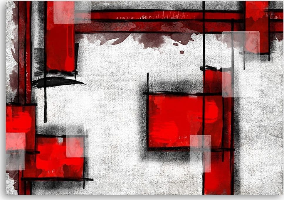 Quadro su tela, Astratto Bianco Rosso - 3