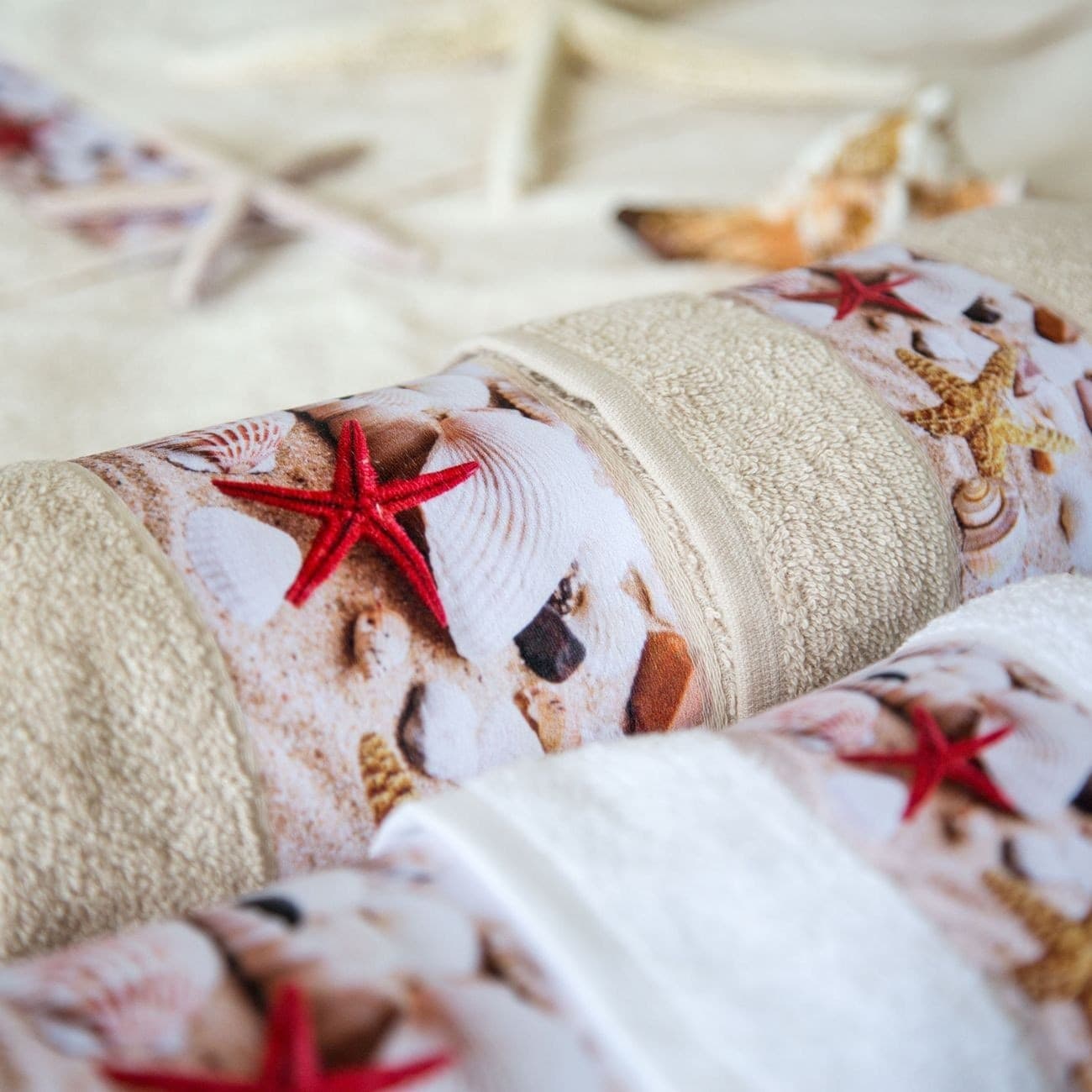 Set asciugamano bagno viso e ospite Botticelli Home Conchiglie - 2