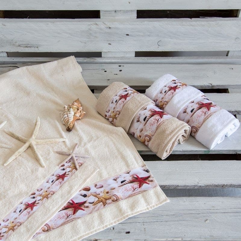 Set asciugamano bagno viso e ospite Botticelli Home Conchiglie - 5