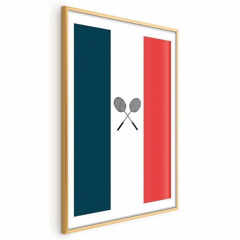 Poster - French Flags and Black Badminton Rackets - 17