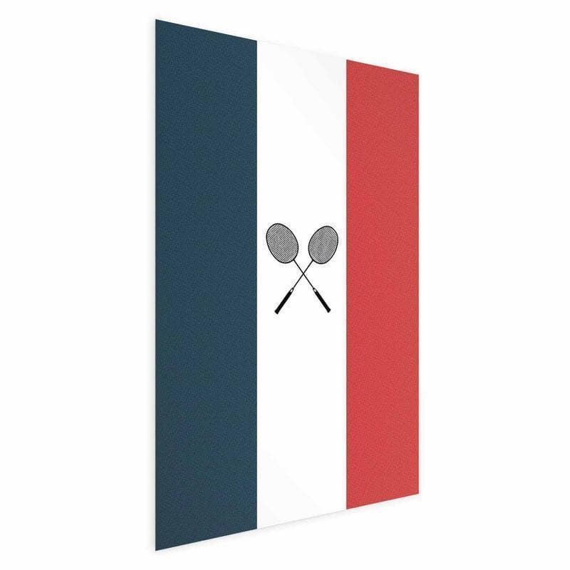 Poster - French Flags and Black Badminton Rackets - 15
