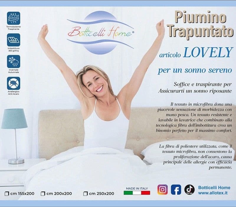 Piumino letto trapuntato in microfibra anallergica Botticelli Home Lovely - 2