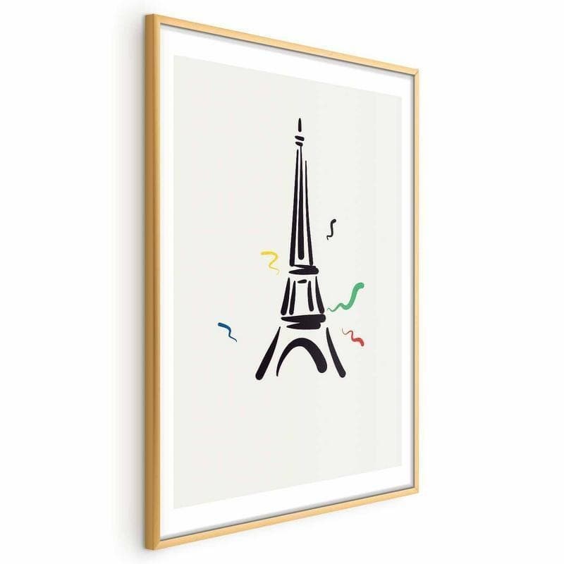 Poster - Black Illustration of the Eiffel Tower on a Light Background - 16