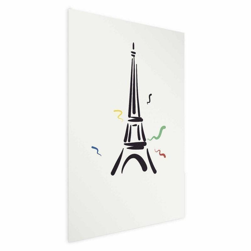 Poster - Black Illustration of the Eiffel Tower on a Light Background - 15