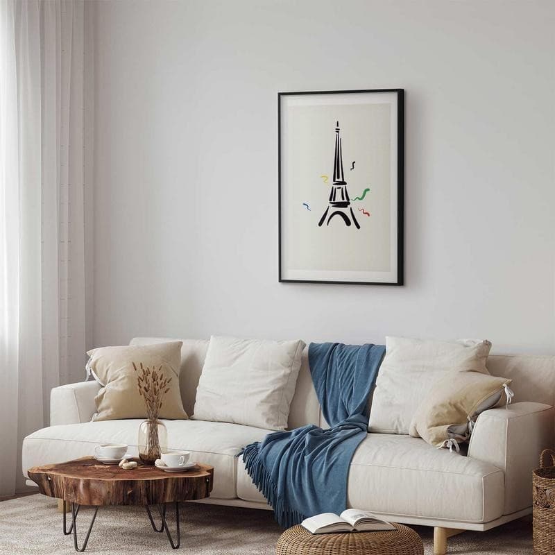 Poster - Black Illustration of the Eiffel Tower on a Light Background - 11
