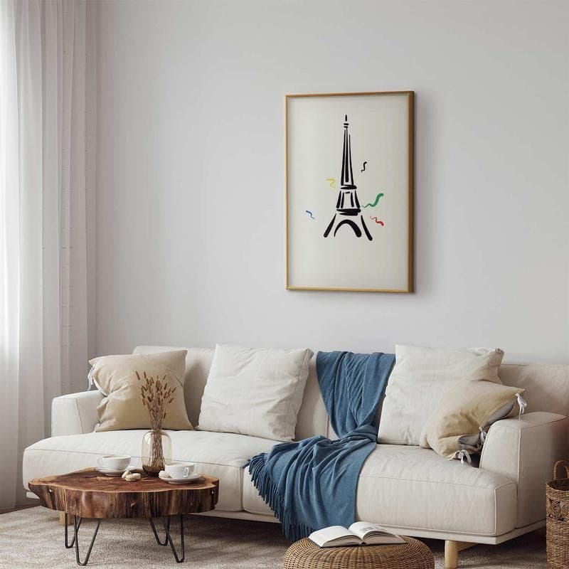 Poster - Black Illustration of the Eiffel Tower on a Light Background - 9