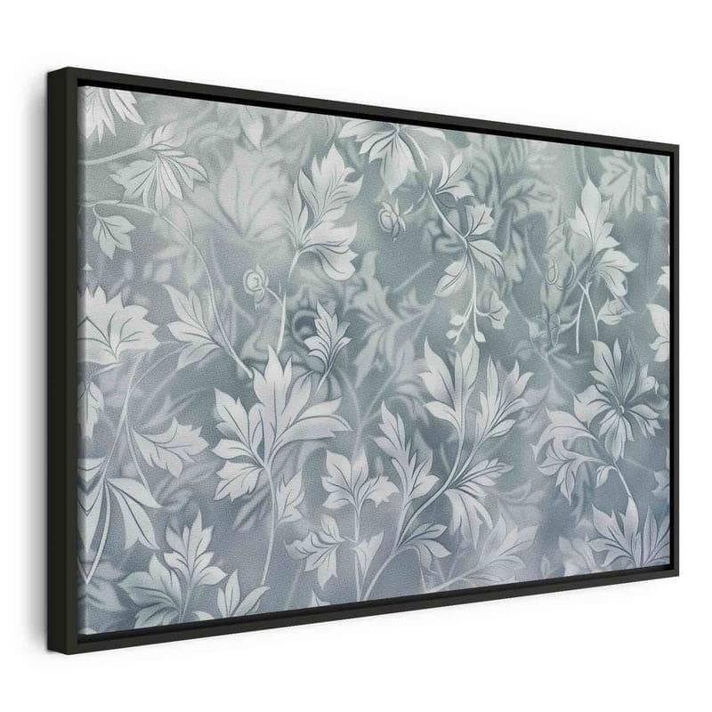 Quadro - Ornaments in Worn Muted Turquoises: Delicate Plant Pattern - 21