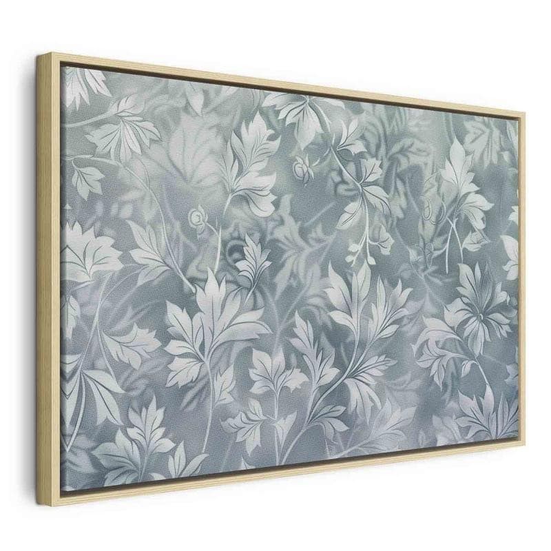 Quadro - Ornaments in Worn Muted Turquoises: Delicate Plant Pattern - 22