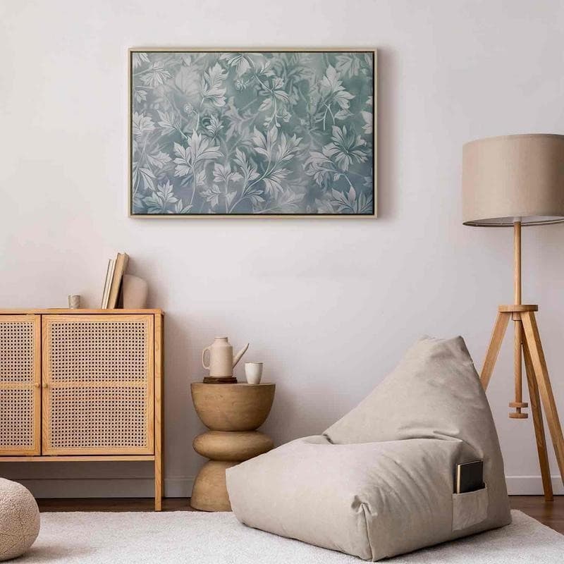 Quadro - Ornaments in Worn Muted Turquoises: Delicate Plant Pattern - 11