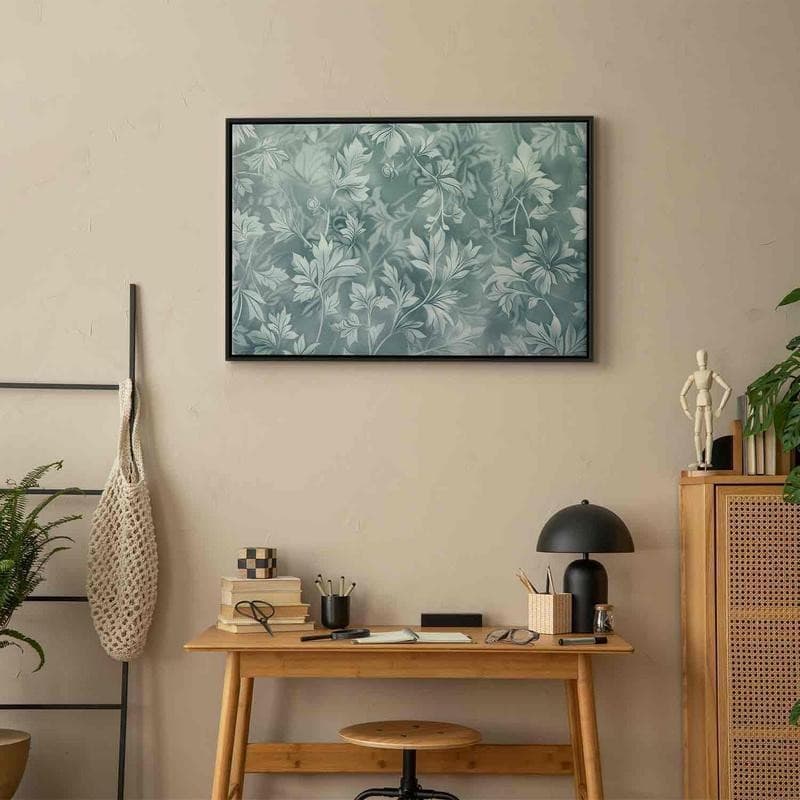 Quadro - Ornaments in Worn Muted Turquoises: Delicate Plant Pattern - 12
