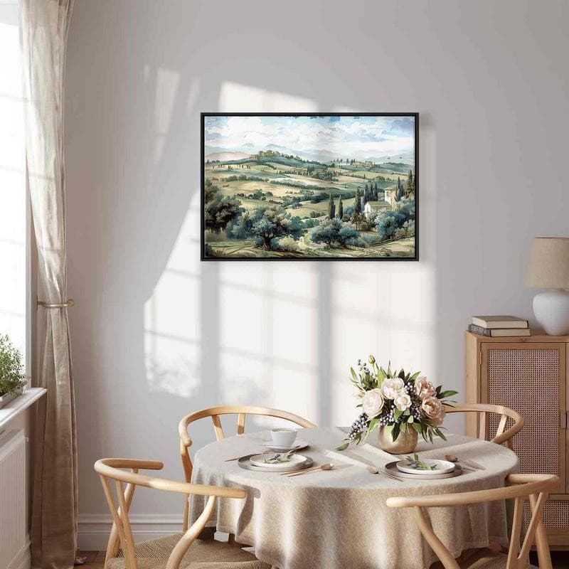Quadro - Landscape with Green Fields and Trees Tuscan Sunny View - 12