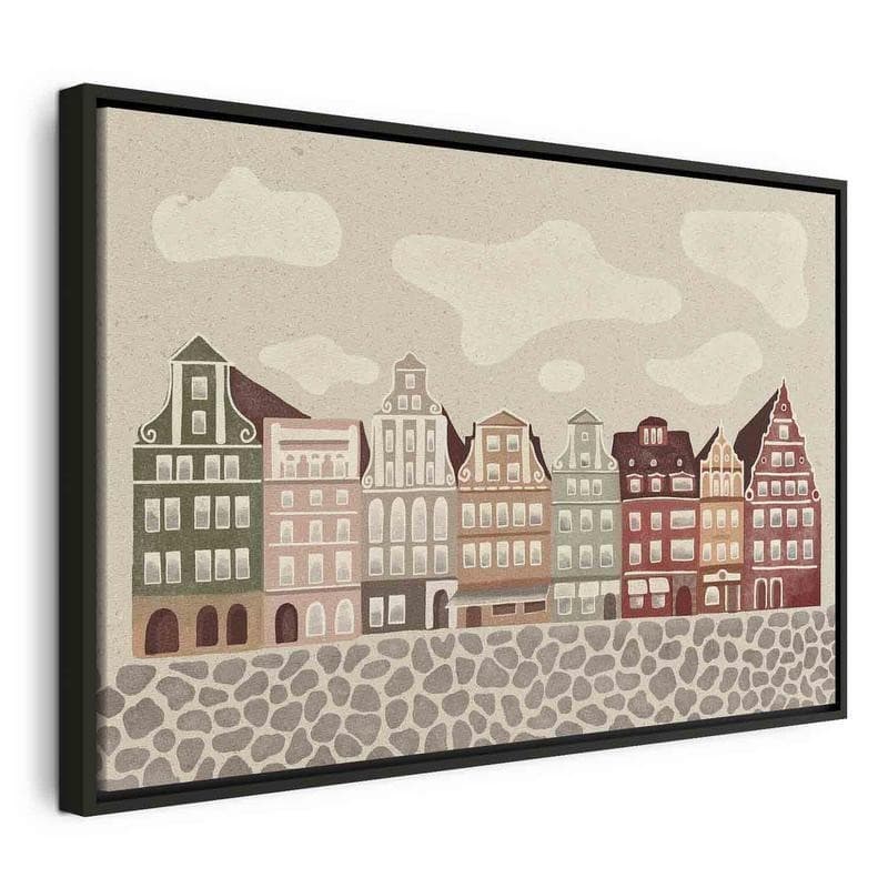 Quadro - Salt Square - Colorful Illustrated Townhouses Against a Cloudy Sky Background - 20