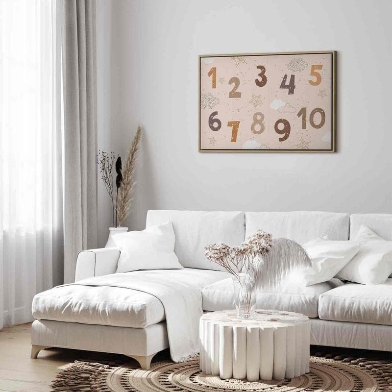 Quadro - Jumping Numbers - Numbers in a Subdued Beige-Brown Hue Among Snowflakes Stars and Clouds - 6