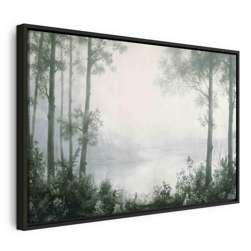 Quadro - Retro Landscape Grove Trees and Pond in Patinated Shades of Green - 20