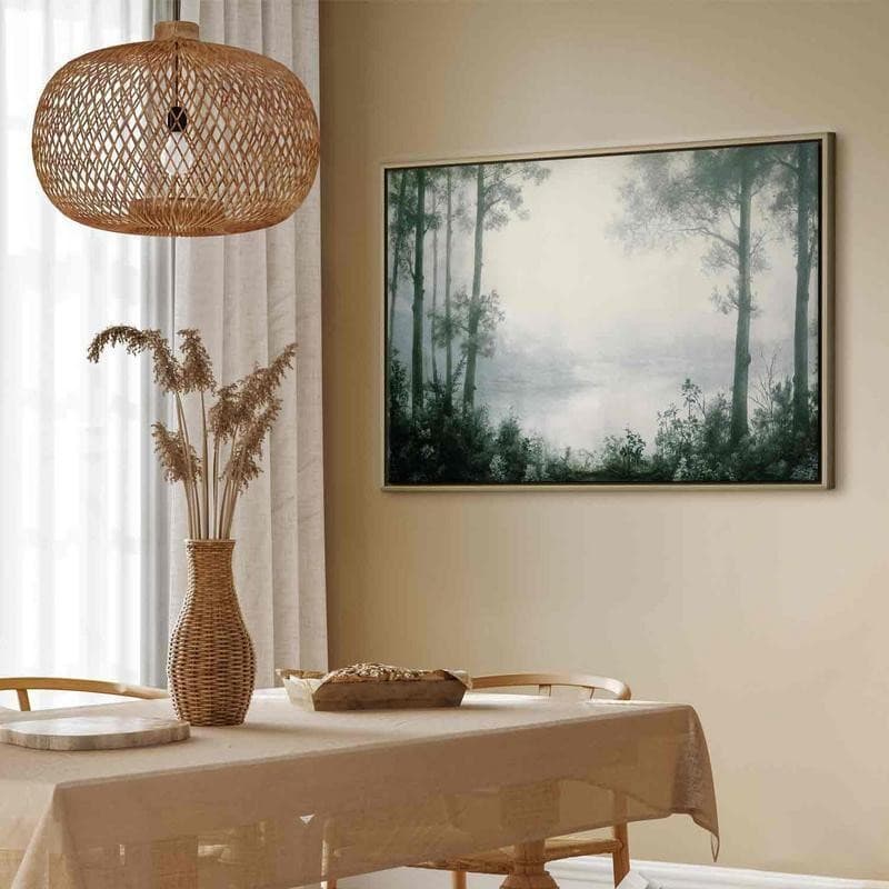 Quadro - Retro Landscape Grove Trees and Pond in Patinated Shades of Green - 13