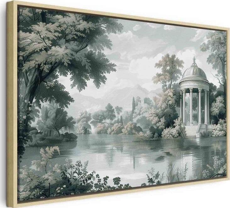 Quadro - View of the Park and Lake Retro Vintage Landscape in Greens - 3