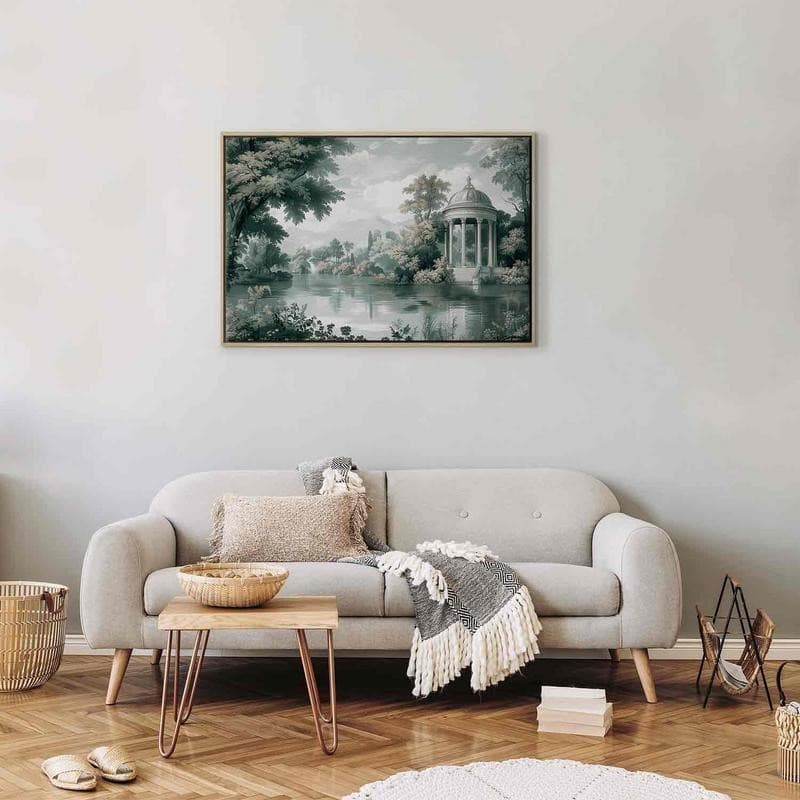 Quadro - View of the Park and Lake Retro Vintage Landscape in Greens - 6