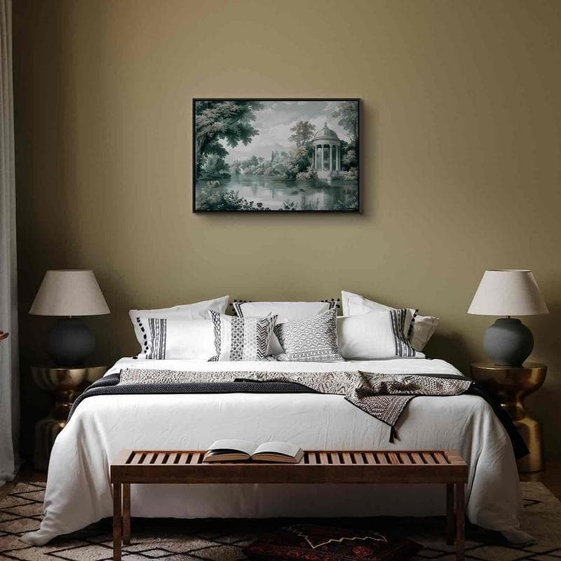 Quadro - View of the Park and Lake Retro Vintage Landscape in Greens - 7