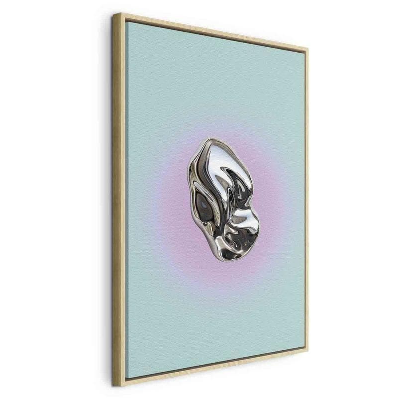 Quadro - Metallic Form - Abstract Sculpture on a Mint Background with a Purple Halo - 3