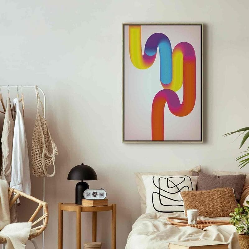 Quadro - Colorful Turns - Dynamic Composition in Shades of Yellow Pink and Blue - 11