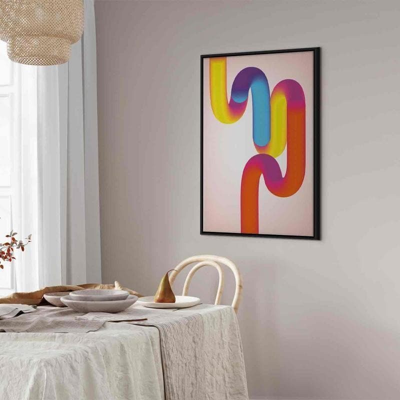 Quadro - Colorful Turns - Dynamic Composition in Shades of Yellow Pink and Blue - 12
