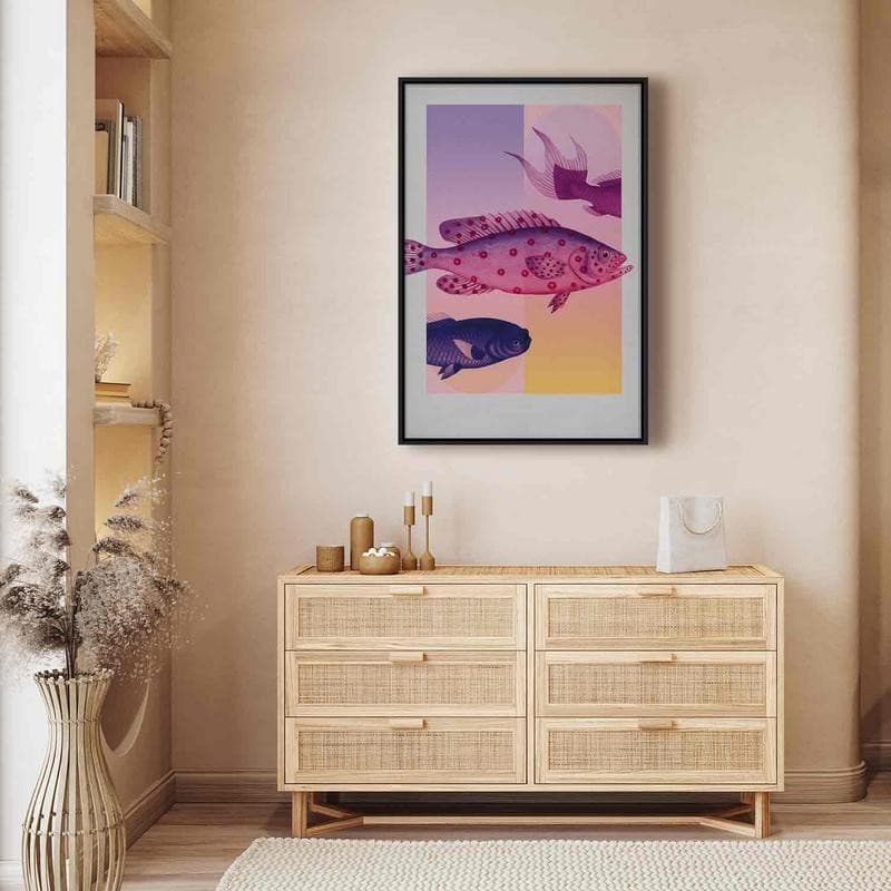 Quadro - Fish in Pastels - Stylized Fish Against Gradient Shapes - 4