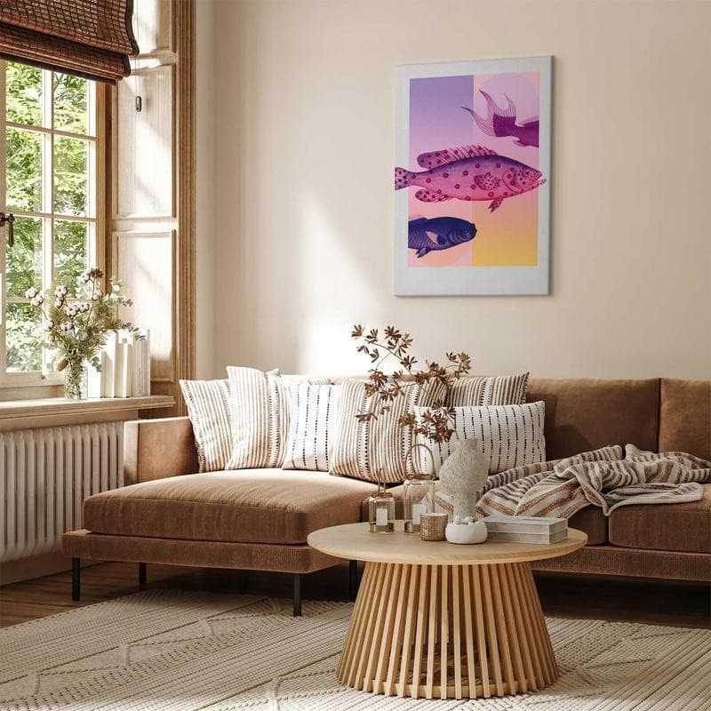 Quadro - Fish in Pastels - Stylized Fish Against Gradient Shapes - 5