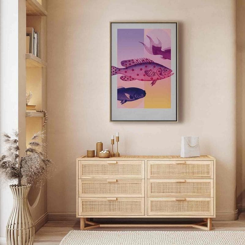 Quadro - Fish in Pastels - Stylized Fish Against Gradient Shapes - 6