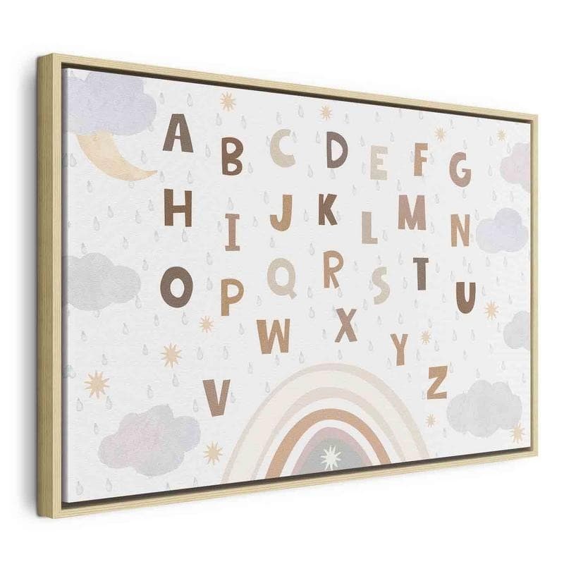 Quadro - Letters Above the Rainbow - Letters Among Streams of Rain and Clouds with a Rainbow Moon and Stars on a Light B - 21