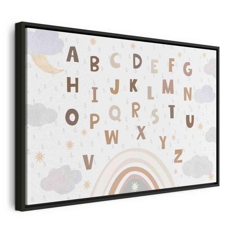 Quadro - Letters Above the Rainbow - Letters Among Streams of Rain and Clouds with a Rainbow Moon and Stars on a Light B - 20