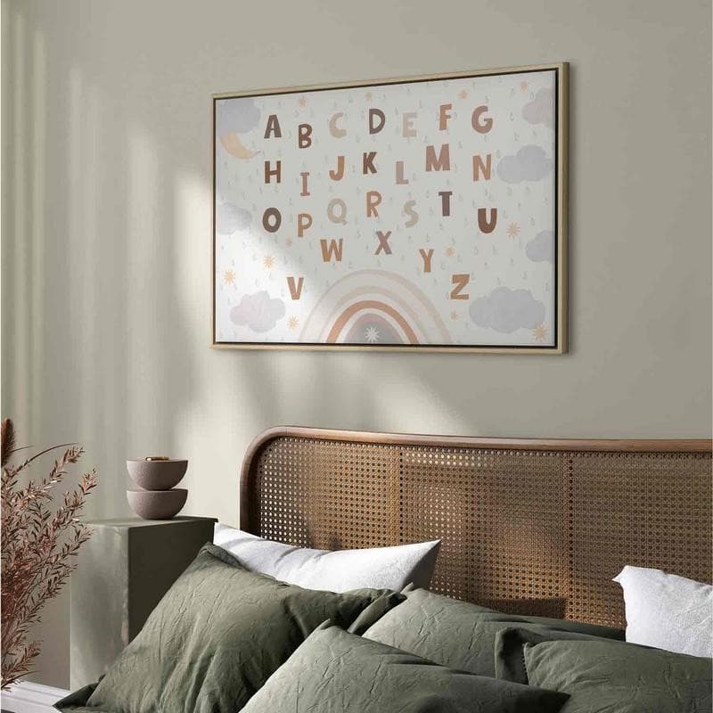 Quadro - Letters Above the Rainbow - Letters Among Streams of Rain and Clouds with a Rainbow Moon and Stars on a Light B - 11