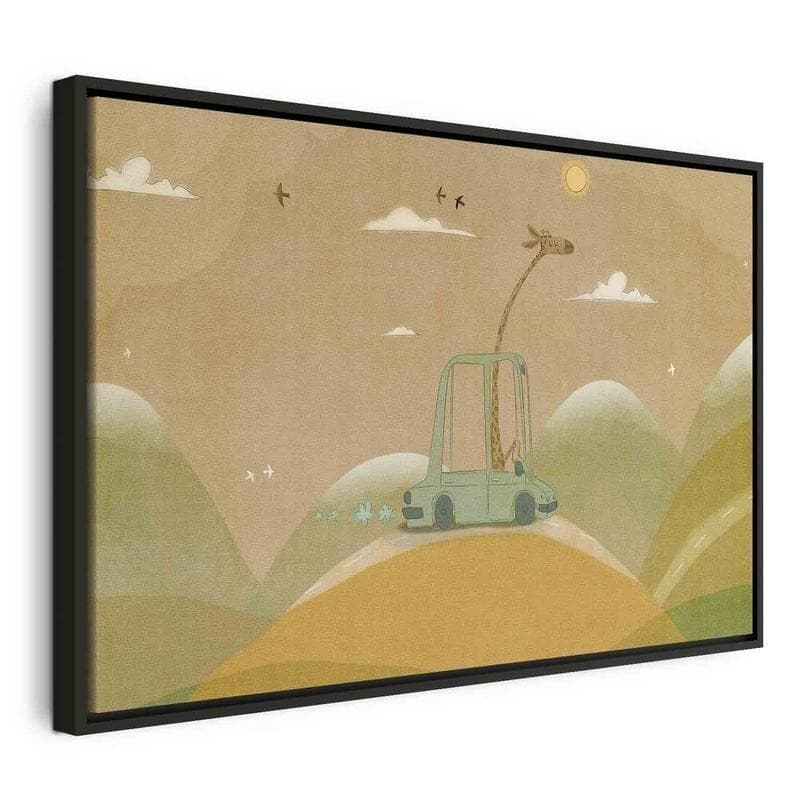 Quadro - Dreamy Traveler - A Cheerful Giraffe Driving a Car on a Sunny Day - 21