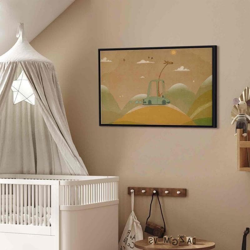 Quadro - Dreamy Traveler - A Cheerful Giraffe Driving a Car on a Sunny Day - 12