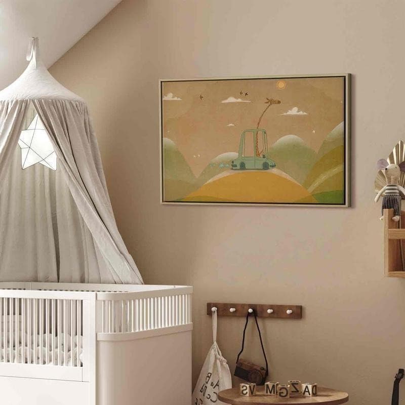 Quadro - Dreamy Traveler - A Cheerful Giraffe Driving a Car on a Sunny Day - 13
