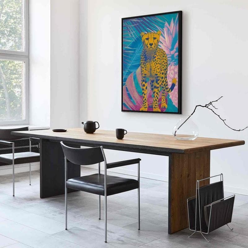 Quadro - Exotic Leopard - Colorful Portrait of a Cheetah Against Tropical Leaves - 12
