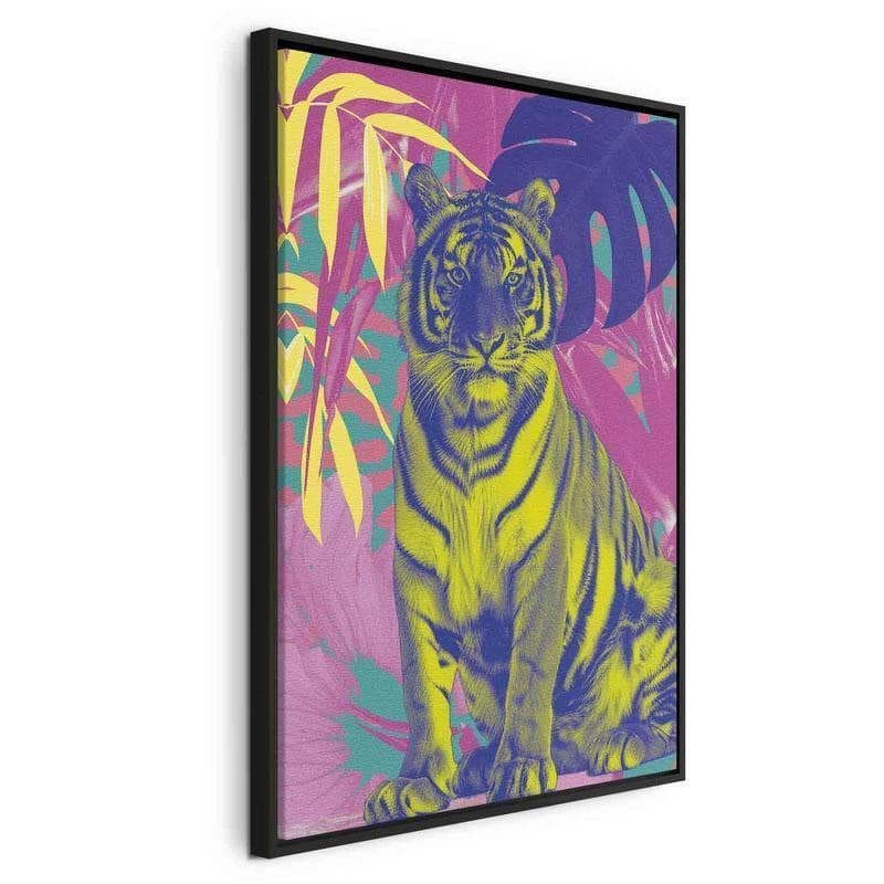 Quadro - Colorful Tiger - Intense Colors of a Tiger Surrounded by Tropical Plants - 21
