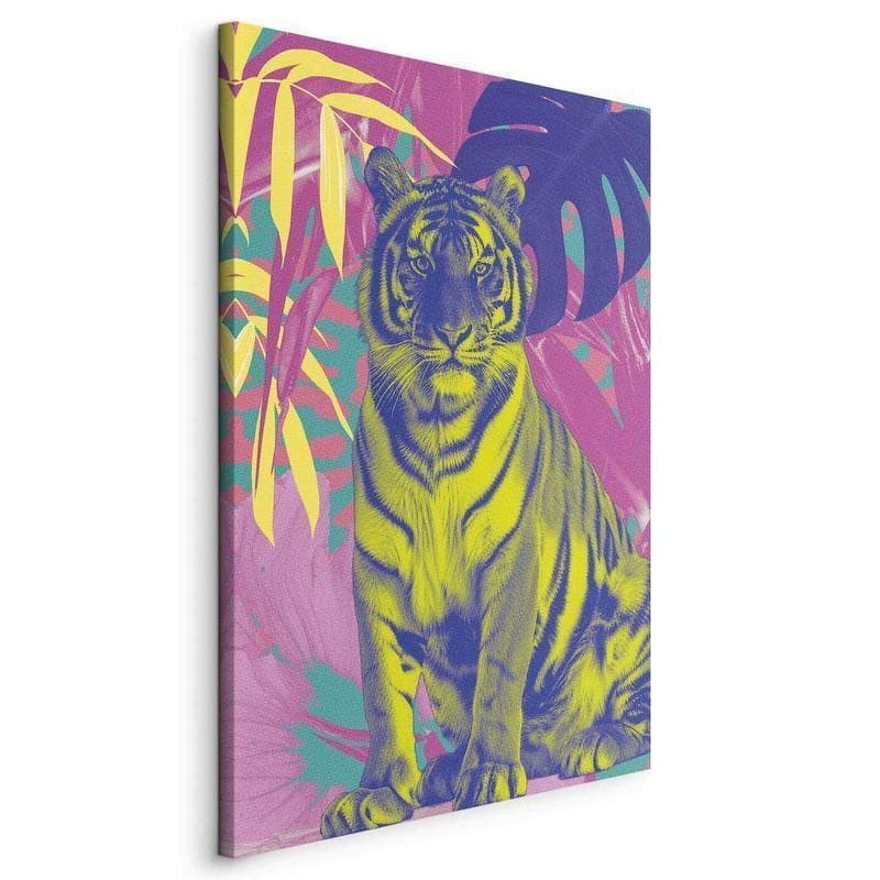 Quadro - Colorful Tiger - Intense Colors of a Tiger Surrounded by Tropical Plants - 20