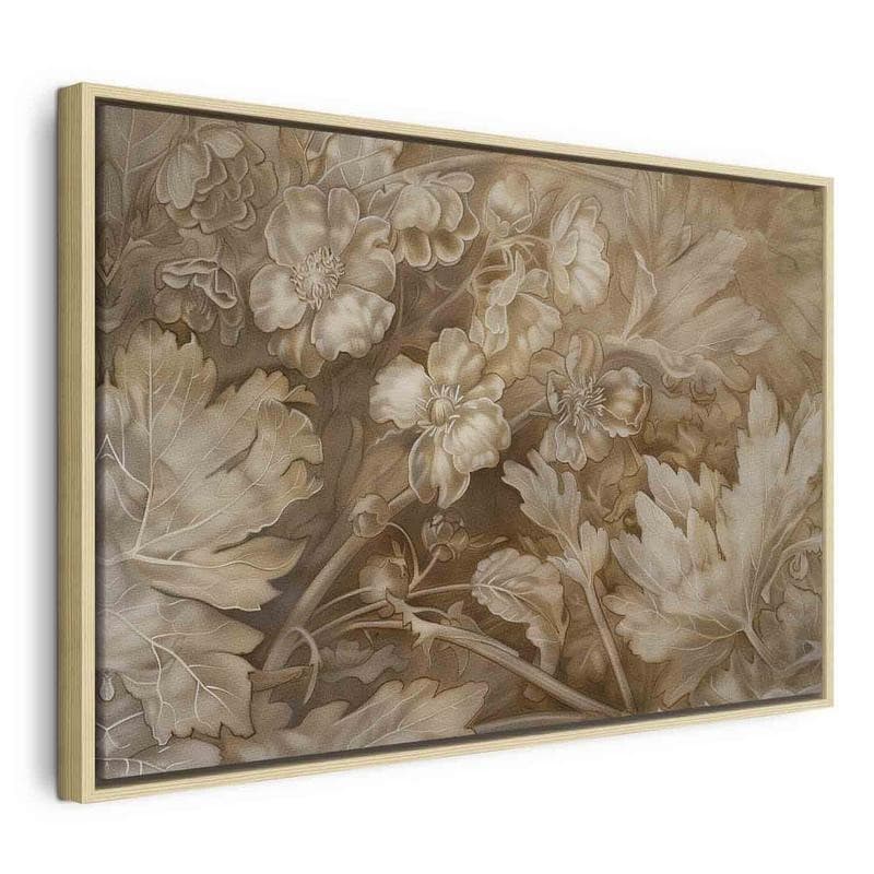 Quadro - Floral Ornaments Carved in Delicate Sepia and Brown Shades - 21