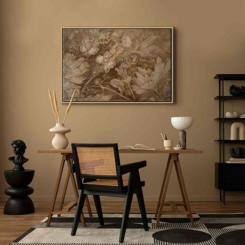 Quadro - Floral Ornaments Carved in Delicate Sepia and Brown Shades - 13