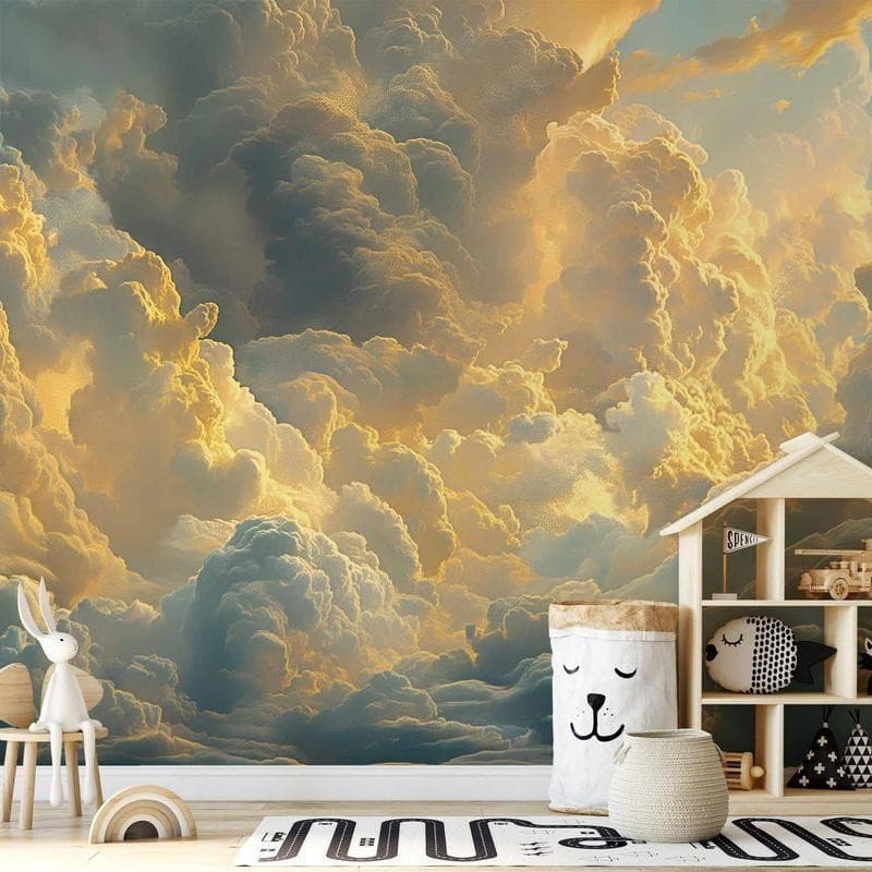 Carta da parati - Last Breath of the Day: Clouds Illuminated by Evening Glow - 11