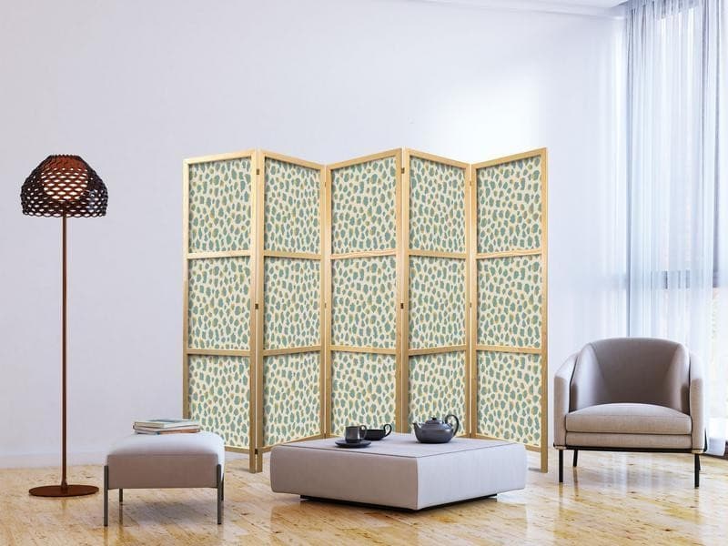 Paravento giapponese - Giraffe Pattern - Animal Pattern in Turquoise Spots on a Light Background - 3